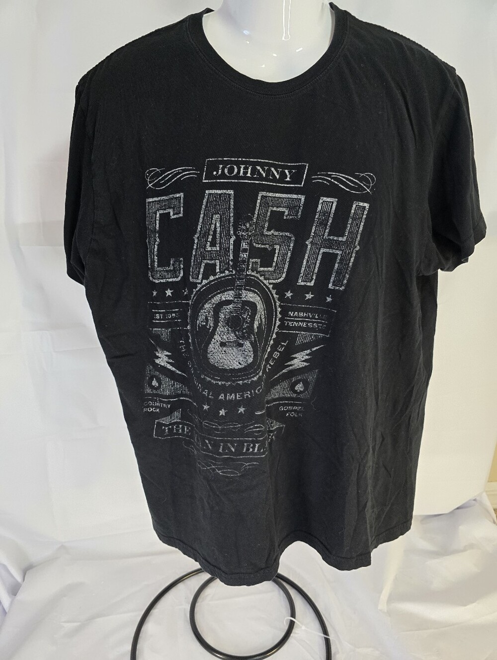 Vintage Johnny Cash American Rebel Graphic T-Shirt Black no Tag Large
